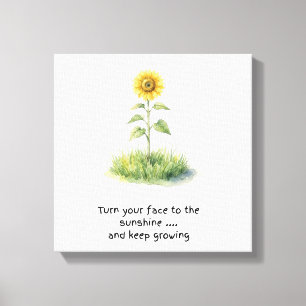 Impresión de arte de girasol en acuarela sobre lie