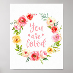 Impresión de arte de guardería floral en acuarela