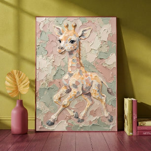 Impresión de arte de guardería pastel de jirafa be