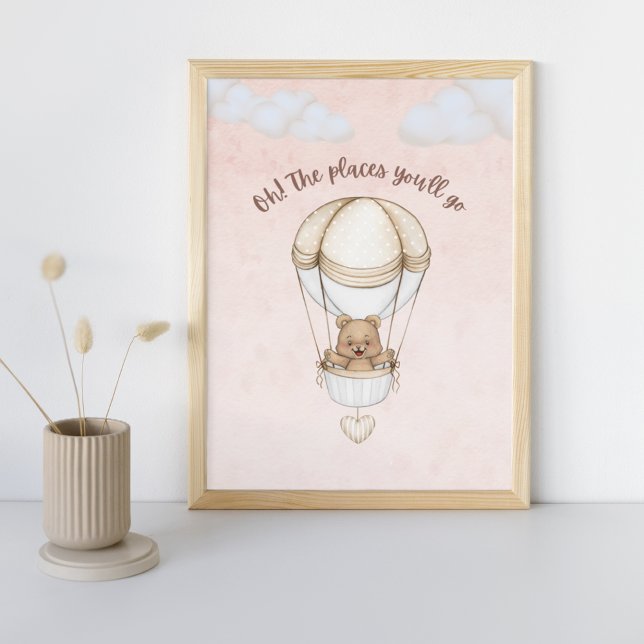 Impresión de arte de guardería rosa con globo de o (Subido por el creador)