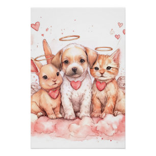 Impresión de arte de guardería trío de Cupido bebé