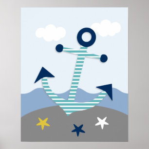 Impresión de arte de guarnición de ancla gris Verd