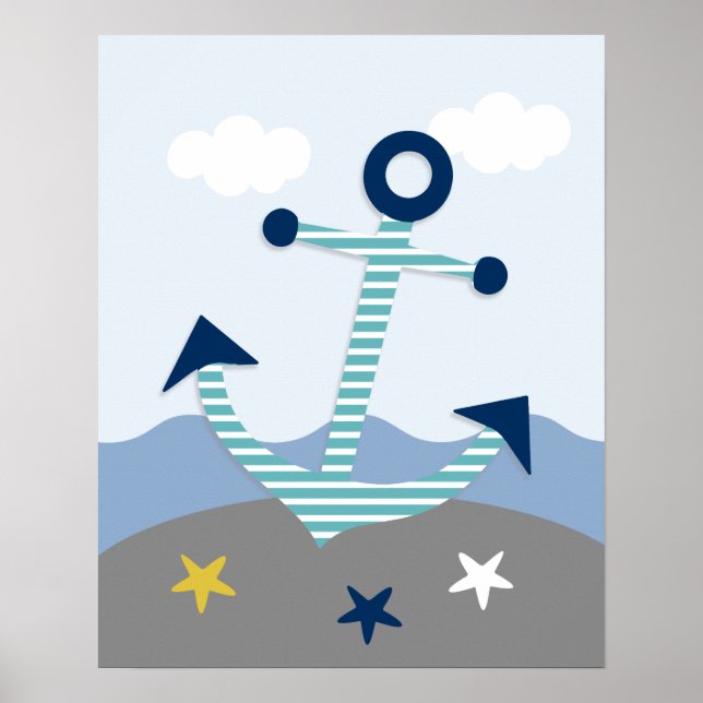 Impresión de arte de guarnición de ancla gris Verd (Frente)