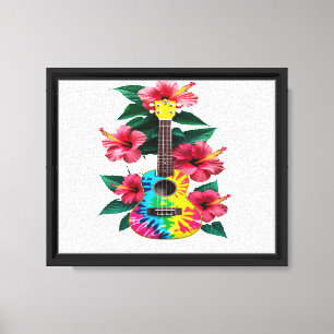Impresión de arte de guitarra con Ukulele floral -