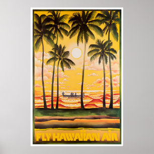 Impresión de arte de Hawái Póster de viaje aéreo h