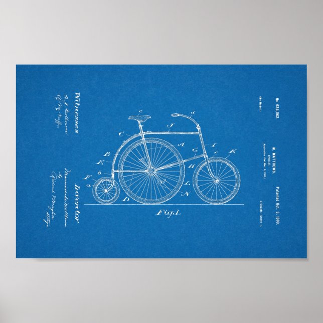 Impresión de arte de huella de pintura en biciclet (Frente)