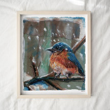 Impresión de arte de invierno de Cute Eastern Blue