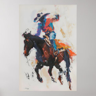 Impresión de arte de jinete de rodeo Bronco, pared