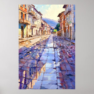 Impresión de arte de la calle antigua de Tirana