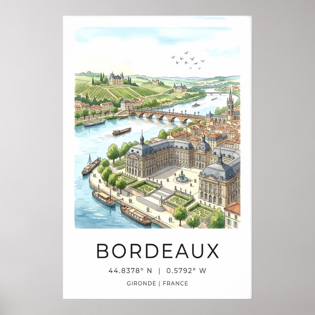 Impresión de arte de la ciudad de Burdeos Escena d (Frente)