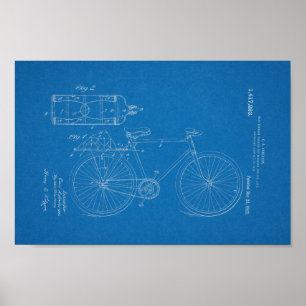 Impresión de arte de la patente de bicis de 1922