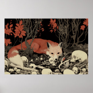 Impresión de arte de la piel de Fox, Ilustracion s