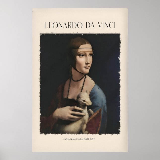 Impresión de arte de Leonardo da Vinci - Dama con  (Frente)