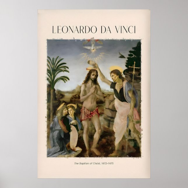 Impresión de arte de Leonardo da Vinci El Bautismo (Frente)