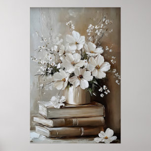 Impresión de arte de libro de flores de primavera,