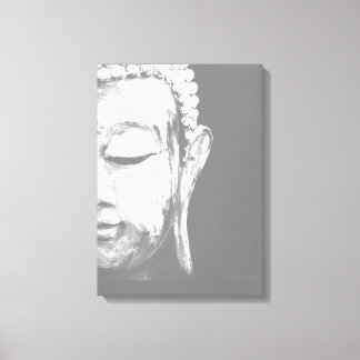 Impresión de arte de lienzo blanco negro de Buddha