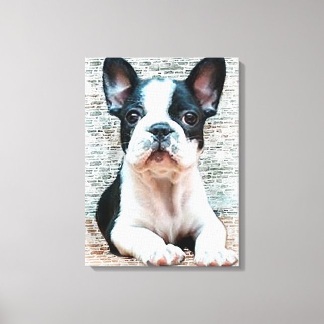 Impresión de arte de lienzo de Bulldog francés (Anverso)