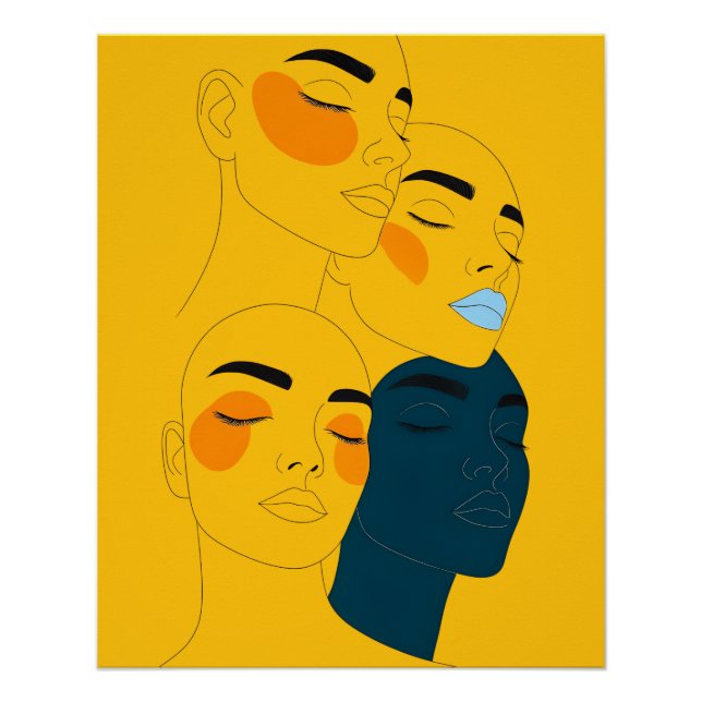 Impresión de arte de línea abstracta, cuatro caras (Anverso)