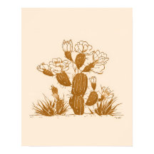 Impresión de arte de línea botánica de cactus del