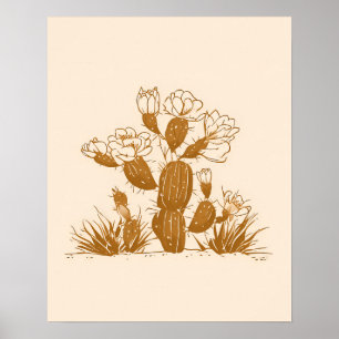 Impresión de arte de línea botánica de cactus del
