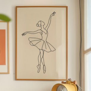 Impresión de arte de línea de bailarina minimalist