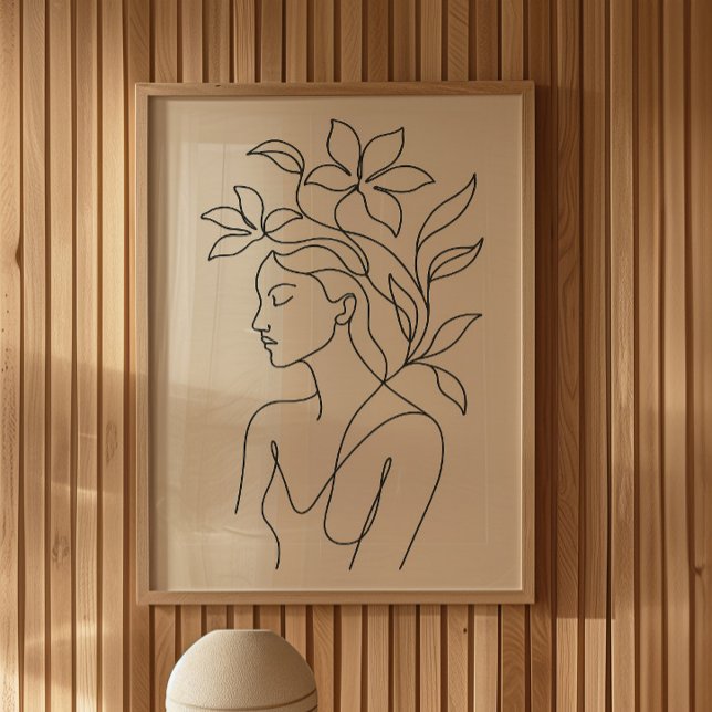 Impresión de arte de línea de mujer botánica minim (Subido por el creador)