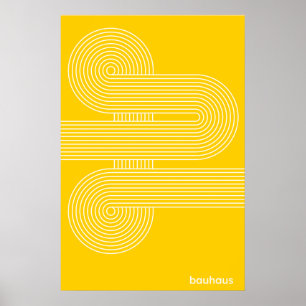 Impresión de Arte de Línea en Curva S Amarillo Bau