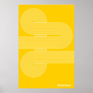 Impresión de Arte de Línea en Curva S Amarillo Bau
