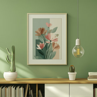 Impresión de arte de línea floral boho | Botánico