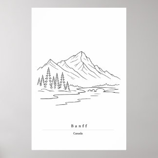 Impresión de arte de línea minimalista de Banff |