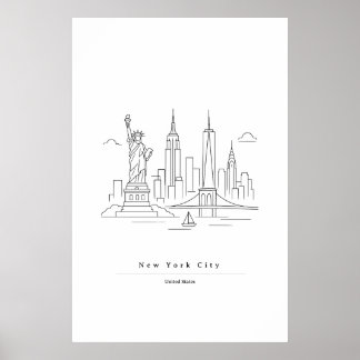 Impresión de arte de línea minimalista de la ciuda