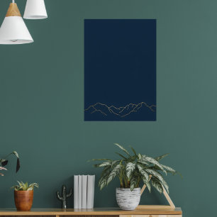 Impresión de arte de línea minimalista de montaña 