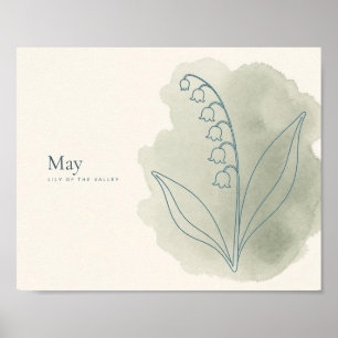 Impresión de arte de lirio de valle   Flor de mayo