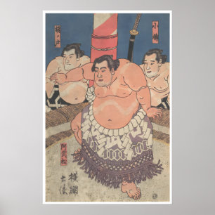 Impresión de arte de luchador de sumo Japón vintag