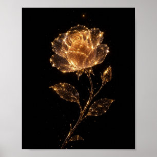 Impresión de arte de lujo rosa dorada brillante