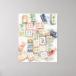 Impresión de arte de Mahjong en acuarela