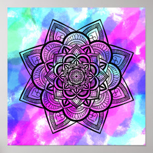 Impresión de arte de Mandala floral geométrica mul