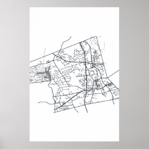 Impresión de arte de mapa de calle de Abington Mas