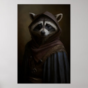 Impresión de arte de mapache gótico Animal salvaje