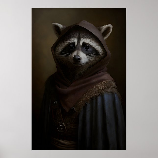 Impresión de arte de mapache gótico Animal salvaje (Frente)