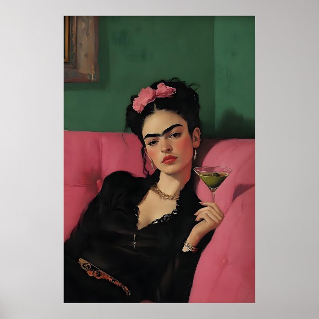 Impresión de arte de Martini de Frida Kahlo, carri (Frente)