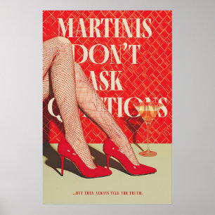 Impresión de arte de Martini retro con tacones roj