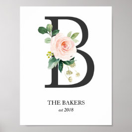 Impresión de arte de monograma, letra B, boda, gua