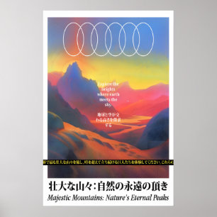 Impresión de arte de montañas japonesas surrealist