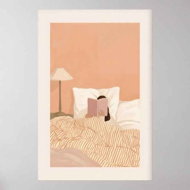 Impresión de arte de mujer tranquila leyendo - Min (Frente)