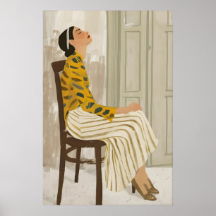 Impresión de arte de mujer tranquila Minimalista C