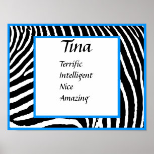 Impresión de arte de nombre de cebra azul en la pa