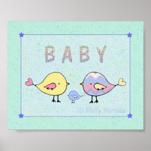 Impresión de arte de nursery de pájaros de amor de