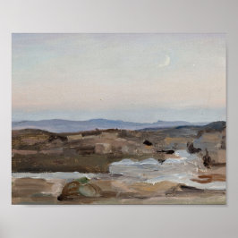 Impresión de arte de paisaje abstracto de puesta d