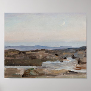 Impresión de arte de paisaje abstracto de puesta d